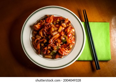 Spicy Asian Barbecue Baby Octopus Salad With Vegetables