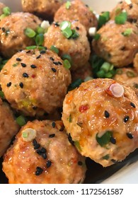 Spicy Asian Meatballs With Sesame And Green Onions, Soy Sriracha Glaze