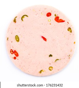 Spicy Bologna On Isolated White Background Stock Photo Edit Now