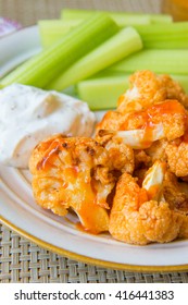 Spicy Buffalo Cauliflower Bites With Dip And Celery