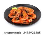 Spicy Cajun Tiger Prawns ingredients with Cajun Spices, butter and garlic traditional fusion dish Style sideview