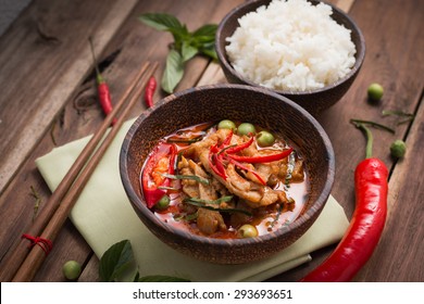 spicy chicken curry with rice,popular Thai food. - Shutterstock ID 293693651