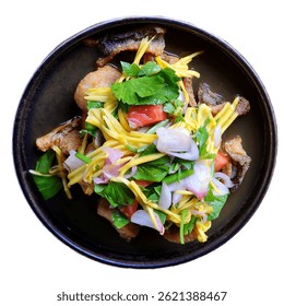 Spicy crispy gourami fish and mango salad with Sweet Fish Sauce