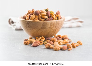 Spicy flavoured nuts. Mix of nuts in bowl. - Powered by Shutterstock