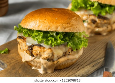 Spicy Homemade Chipotle Chicken Burger With Lettuce