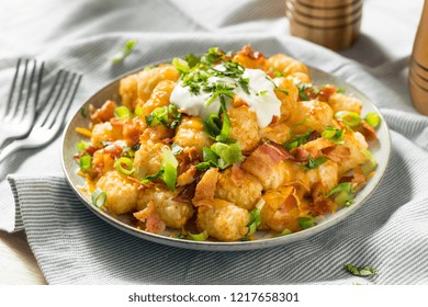 Spicy Homemade Loaded Taters Tots with Cheese and Bacon - Shutterstock ID 1217658301