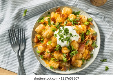 Spicy Homemade Loaded Taters Tots with Cheese and Bacon - Shutterstock ID 1217658307