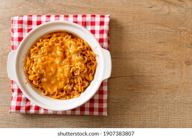 Spicy Instant Noodle Bowl With Mozzarella Cheese