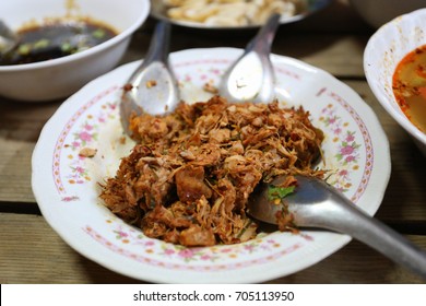 Spicy Jackfruit Salad And Stainless Steel Spoon