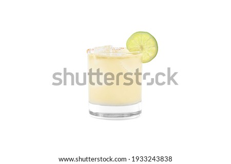 Spicy jalapeno lime margarita. Spicy margarita in a short cocktail glass. Alcoholic beverage.  Imagine de stoc © 