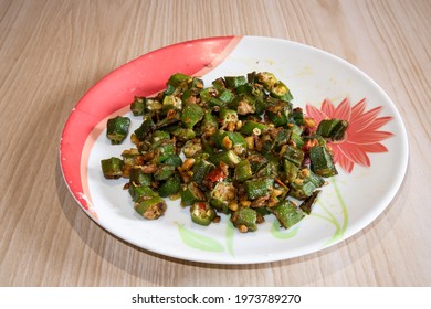 Spicy Okra Fry Recipe In The Plate