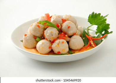 Spicy Pork Ball Salad In Thai Style