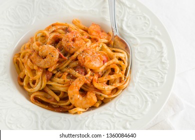 Spicy Prawn Linguine In A Chili And Tomato Based Sauce