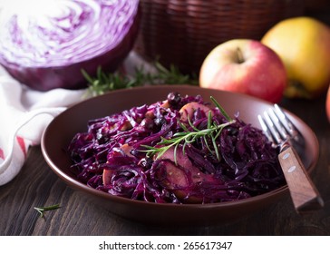 Spicy red cabbage stewed with apples and blackcurrant - Shutterstock ID 265617347