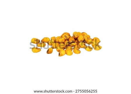 Spicy Roasted Corn Kernels Snack Isolated on White Background Crunchy Seasoned Corn