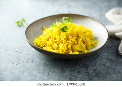 Spicy Vegan Turmeric Rice With Fresh Parsley