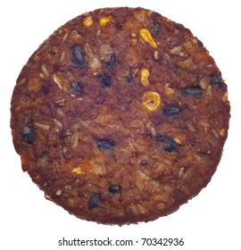 Spicy Vegetarian Black Bean Burger Isolated On White With A Clipping Path.