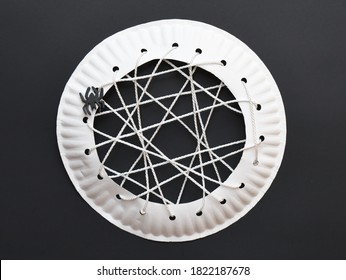 Spider Web Halloween Craft For Kids Close Up Paper Plate Art Project For Children Spooky Party Decoration