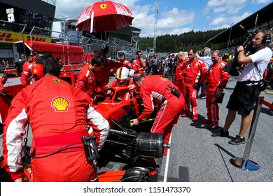 Spielberg, Austria. 01/07/2018. F1 Grand Prix Of Austria. F1 World Championship 2018. Sebastian Vettel, Ferrari, On Starting Grid.