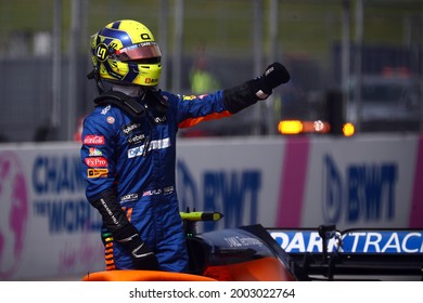 Spielberg, Austria. 4  July 2021.  Lando Norris Of McLaren   Celebrates At The End Of  Formula 1  Gran Prix 2021 Of Austria 