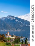 Spiez, Switzerland with the castle on lake Thun in daytime.