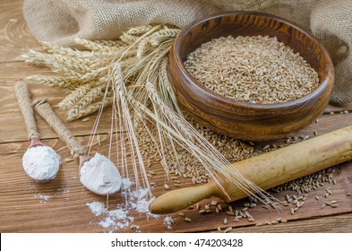 Spikes Of Wheat And Refined Grains.