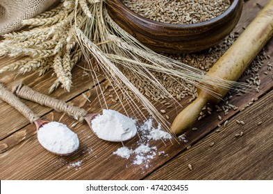 Spikes Of Wheat And Refined Grains.