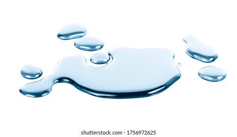 Spill Water Drop On The Floor Isolated With Clipping Path On White Background.