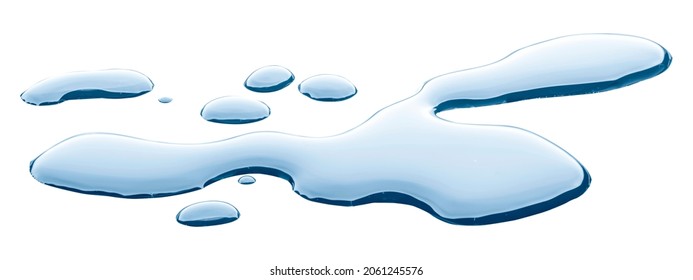 Spill Water Drop On The Floor Isolated With Clipping Path On White Background. 