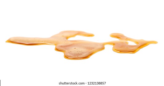 Spilled Beer Puddle With Foam Isolated On White Background And Texture, Clipping Path