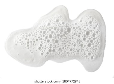 Spilled Beer Puddle With Foam Isolated On White Background And Texture, Top View, Clipping Path