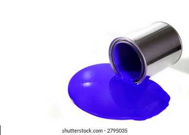 Spilled Blue Paint Bucket