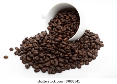 Spilled Coffee On A White Background