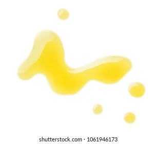 Spilled Fresh Olive Oil On White Background