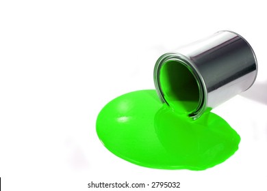 Spilled Green Paint Bucket