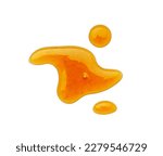 Spilled maple syrup on white background