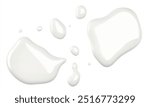 Spilled milk puddle isolated on white background and texture, top view