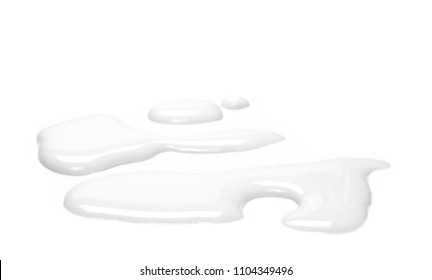 Spilled Milk Puddle Isolated On White Background And Texture