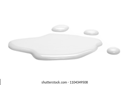 Spilled Milk Puddle Isolated On White Background And Texture