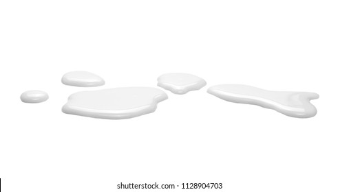 Spilled Milk Puddle Isolated On White Background And Texture