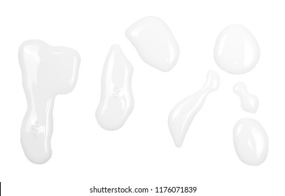 Spilled Milk Puddle Isolated On White Background And Texture, Top View