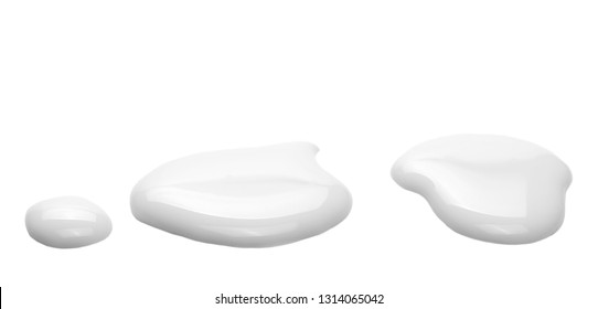 Spilled Milk Puddle Isolated On White Background And Texture