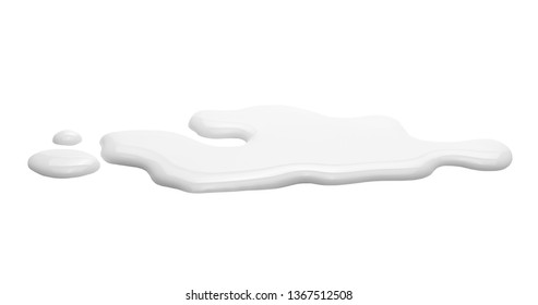 Spilled Milk Puddle Isolated On White Background And Texture