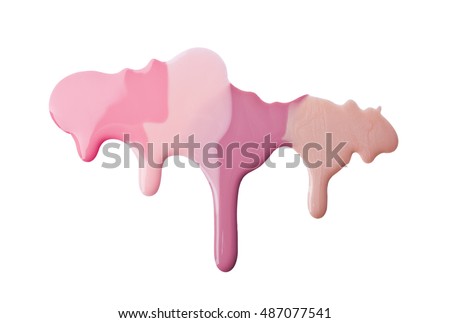 Spilled nail polish in natural colors on a white background