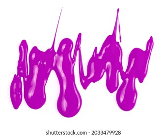 Spilled Pink Paint Puddle Isolated On White Background, Top View