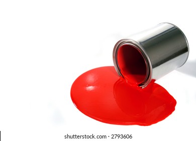 A Spilled Red Paint Bucket