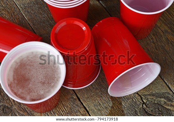 Spilled Red Plastic Cup Stock Photo 794173918 