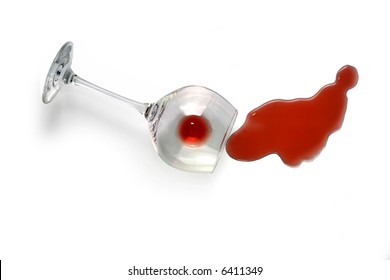 Spilled red Wine isolated on white background