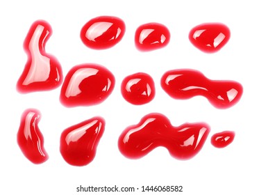 Spilled Red Wine Puddle Isolated On White Background, Top View