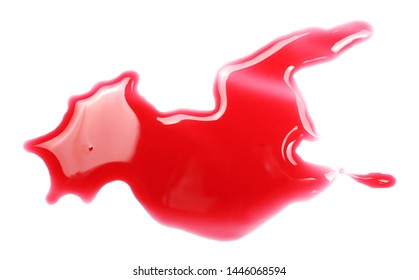 Spilled Red Wine Puddle Isolated On White Background, Top View